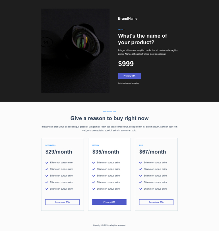 Up-sell or bonus landing page 2